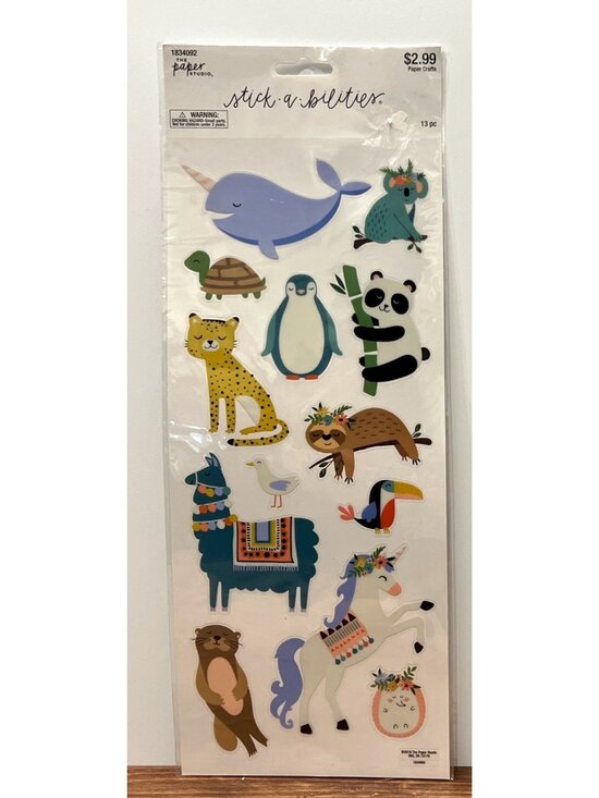 The Paper Studio Animal Sticker Sheet With 13 Cute Creatures 1834092 - Picture 1 of 2